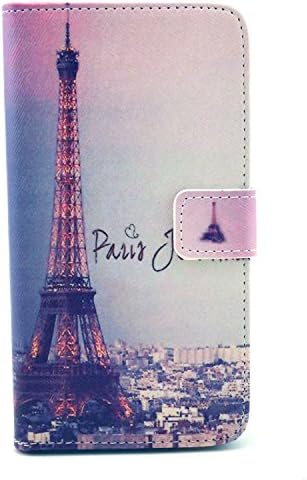 LG G3 Cute PU Leather Case, Noarks Ceslysun Color Printing Pouch Wallet Leather Protection Cover with Card Holder for LG G3 (A-Eiffel Tower Night)