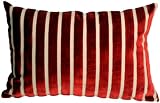 Pillow Decor - Monroe Velvet Stripes 16x24 Red Throw Pillow