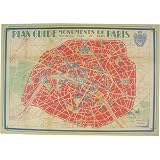 Cavallini Plan Guide Paris Monuments Gift Wrap Decoupage paper,vintage look poster or print
