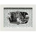 Shabby Damask Wood Frame - White (4x6")