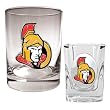 Ottawa Senators Rocks Glass & Square Shot Glass Set - Primary Logo NHL Hockey