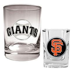 San Francisco Giants MLB Rocks Glass & Square Shot Glass Set - Primary Logo by Great American Products