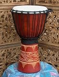 Cherry Line-Carved Djembe Drum- 19-20 Tall x 10-11 Head
