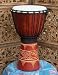 Cherry Line-Carved Djembe Drum- 19-20 Tall x 10-11 Head