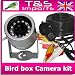 WATERPROOF BIRD BOX / HEDGEHOG NESTING 12 IR CAMERA KIT 20 M CABLE CCTV