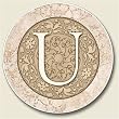 AutoCoaster ~ Monogram initial U ~ Tile Drink Coaster for car cupholder - code 590