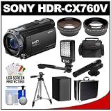Sony Handycam HDR-CX760V 96GB 1080p HD Video Camera Camcorder (Black) with Battery + LED Light + (2) Cases + Tripod + Microphone + Telephoto & Wide-Angle Lenses + Accessory Kit
