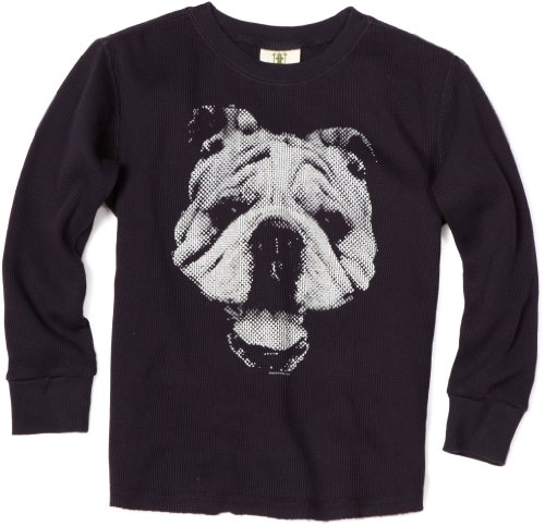 Wes and Willy Boys 8-20 Bulldog Thermal Tee, Navy, Medium