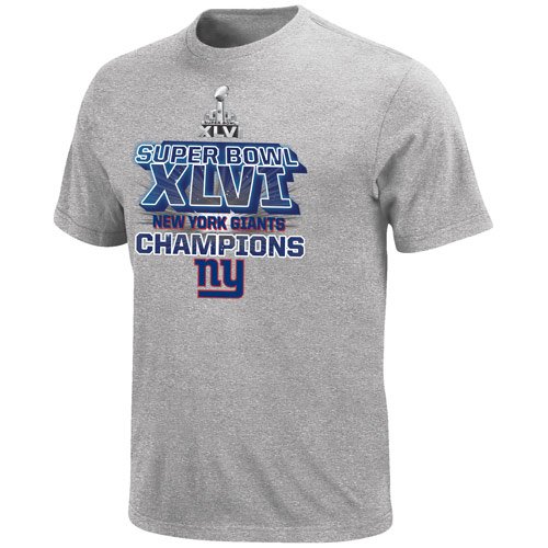 NFL New York Giants Super Bowl XLVI Champions Enormous Victory T-Shirt - Gray