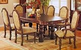 Antique Brown Finish Cherry Veneer Dining Table