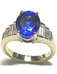 18K Yellow Gold Tanzanite and Diamond Ring -- LIFETIME WARRANTY
