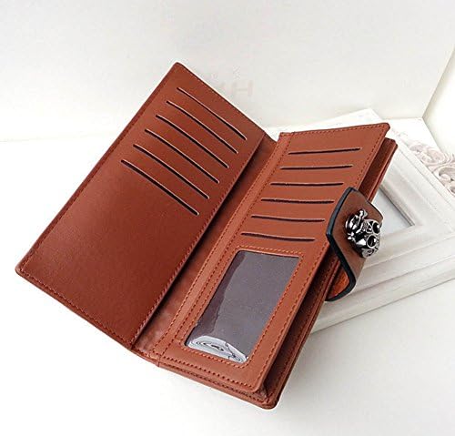 Merlishi Skull Bifold Purse Cluth Leather Wallets for Women Watermelon Red