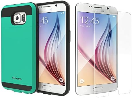 Comveo - The S6 Case Survival Kit -2 Piece Set: The S6 Survival Kit (Case + Screen Protector) - Credit Card Slot Samsung Galaxy S6 Case and Tempered Glass Screen Protector - Shockproof Protective Rugged ID Case Cover - Teal