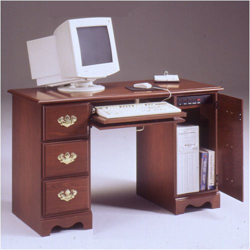 Riverside Furniture 970 Homecraft 49" W Double Pedestal Flat Top Computer Desk in Medium Cherry