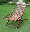 VIFAH V157 Outdoor Wood Reclining Folding Lounge, Natural Wood Finish, 25 by 40 by 28-Inch