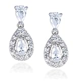 Sterling Silver Cubic Zirconia Pear-Shaped Drop Earrings by Cheline