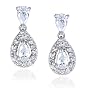 Sterling Silver Cubic Zirconia Pear-Shaped Drop Earrings by Cheline