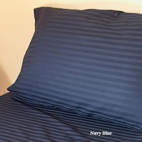 SOHO Duvet Cover 500TC Sateen Stripe Navy Blue (Queen)