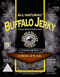 Golden Valley Natural Buffalo Jerky, Original, 3-Ounce Pouch (Pack of 8)