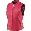 Icon Bombshell Women's Leather Road Race Motorcycle Vest - Pink