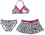 Hello Kitty Girls 2-6x 3 Pc Swimwear Set, (Halter, Bikini Bottom, Skirt), Zebra Print, 4