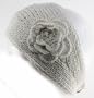 100% Handmade Thin Knit Flower Headband best for Ponytail Styling, White