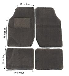 Eurow Gray Premium Plush Pile Carpet Floor Mat - 4 Piece