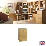 Home Office Furniture - Fully Assembled - Draw Unit - Warm Oak - Nickel Handles - Four Drawers - Wood Effect... WE ALSO MAKE: computer workstation trolley bookcase shelf book shelves shelving accessories IDEAL FOR: setting up starting running small business