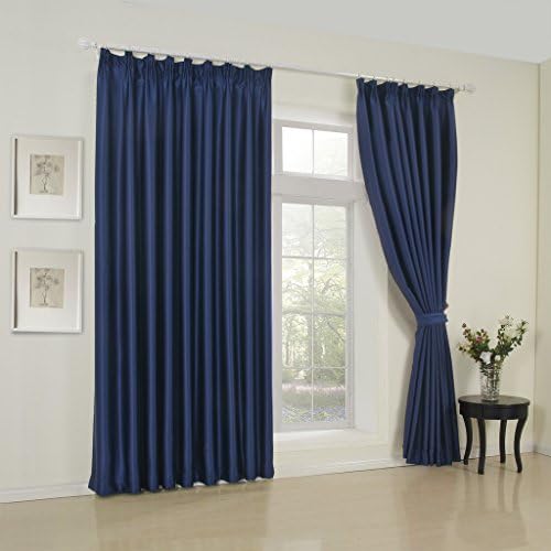 Sapphire Blue Blackout Curtains Thermal Insulated Chenile Jacquard Panel Draperies for Living room 50 x 96 inch