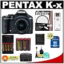 Pentax K-x Digital SLR Camera (Black) with 18-55mm Zoom Lens + 16GB SDHC Card + (8) AA Batteries & Charger + Filter + Accessory Kit