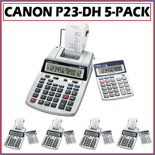Canon P23-DH V miniDesktop Printing Calculator w/ LS-100 Calculator 5-Pack
