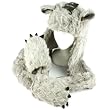 Winter Faux Fake Fuzzy Animal Fur Scarf Trapper Hat with Paws Gloves Mittens Gray
