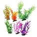 CNZ 6 Piece, Assorted Color Aquarium Plastic Plant Decoration with Ceramic Base