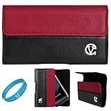 Red & Black Portola Leather Holster Carrying Case with Fixed Belt-Clip and  ....
