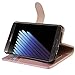Arae Samsung Galaxy note 7 wallet case with Kickstand and Flip cover, Rose Gold