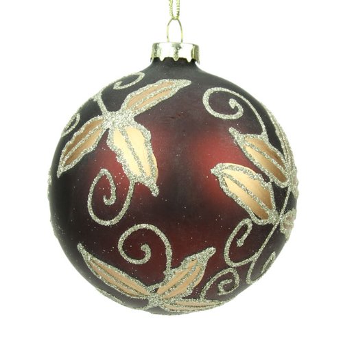 Chocolate & Gold Glass Christmas Bauble -80mm