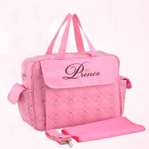 TOTRIP Multifunction Diaper Bags Tote - Mummy Larger Capacity Messenger Handbag Organizer - W/ Matching Baby Changing Pad &amp; Adjustable Stroller Straps, Pink