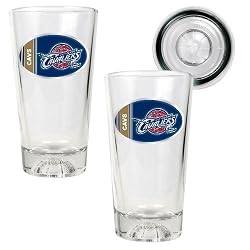 Cleveland Cavaliers NBA 2pc Pint Ale Glass Set with Basketball Bottom - Oval Logo by Great American Products