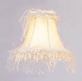 Livex S106 Chandelier Shade Off White Silk Bell Clip Shade with Corn Silk Fringe and Beads