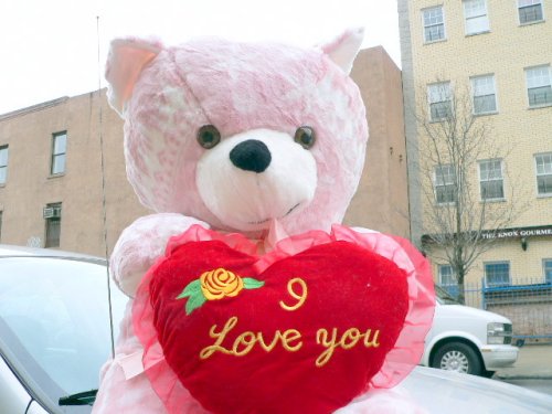 51kG%2BA2p4HL GIGANTIC 54  PINK TEDDY BEAR * HOLDS BIG RED HEART THAT SAYS I LOVE YOU * WEIGHS 15 POUNDS! HUGE BIG PLUSH LOVE! * AMERICAN MADE IN THE USA AMERICA