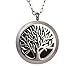 Tree of Life Essential Oil Diffuser Necklace - Aromatherapy Jewelry - Hypoallergenic 316L Stainless Steel, 21'' Chain with 12 Assorted Pads