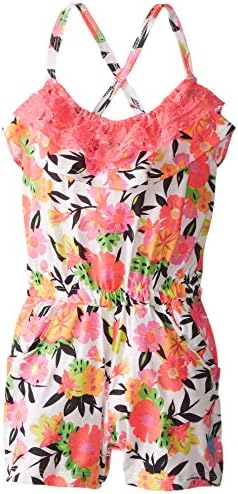 U.S. Polo Assn. Baby Girls' Flounce Romper with Lace Trim