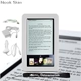 Premium Grade Barnes & Noble Nook Silicone Skin Cover Case (White) + 4-inch eBigvalue(TM) Determination Hand Strap