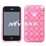 Hot Pink Circles Silicone Candy Case Hard Silicone Gel Skin Cover Case for Apple Iphone 3G 3GS