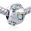 Pugster Pandora Style Bead Square Heart Shaped March Birthstone European Charm Bead Fits Pandora Bracelet