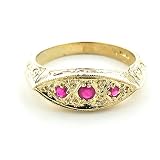 9ct Yellow Gold Ladies Ruby and Diamond Ring - Free Delivery - Finger Sizes L to Z Available