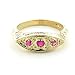 Solid English Yellow Gold Ladies Brilliant Ruby & Diamond Boat Ring - Size 8.5 - Finger Sizes 5 to 12 Available
