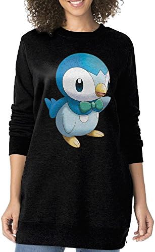 WOQU Women's Cotton Piplup Character Round Neck Pullover Sweatshirt L