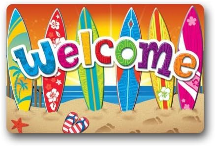 Fashion Colorful Design Surfboards And WELCOME Indoor / Outdoor Door Mats Home / Office / Bedroom / Living Room / Garden Doormats,Machine-washable
