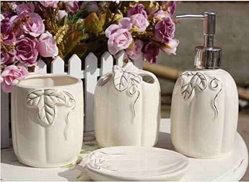 Popular Design European and American style white leaf embossed ceramic bathroom four-pieces set / wash suit / fashion home accessories